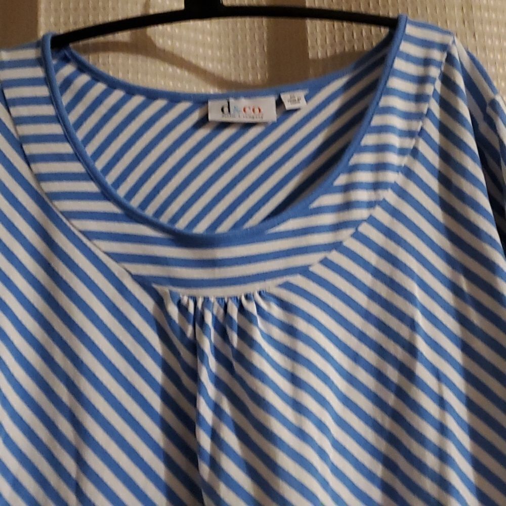 DENIM  &Co.3/4 Sleeve Diagonal stripe Top XL use - Picture 4 of 8
